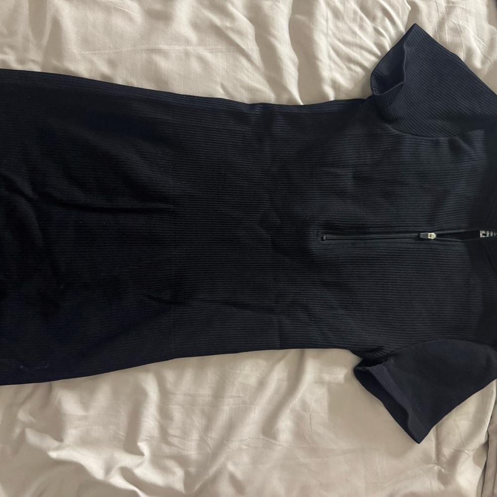 Women’s Navy Midi Dress with Front Zip